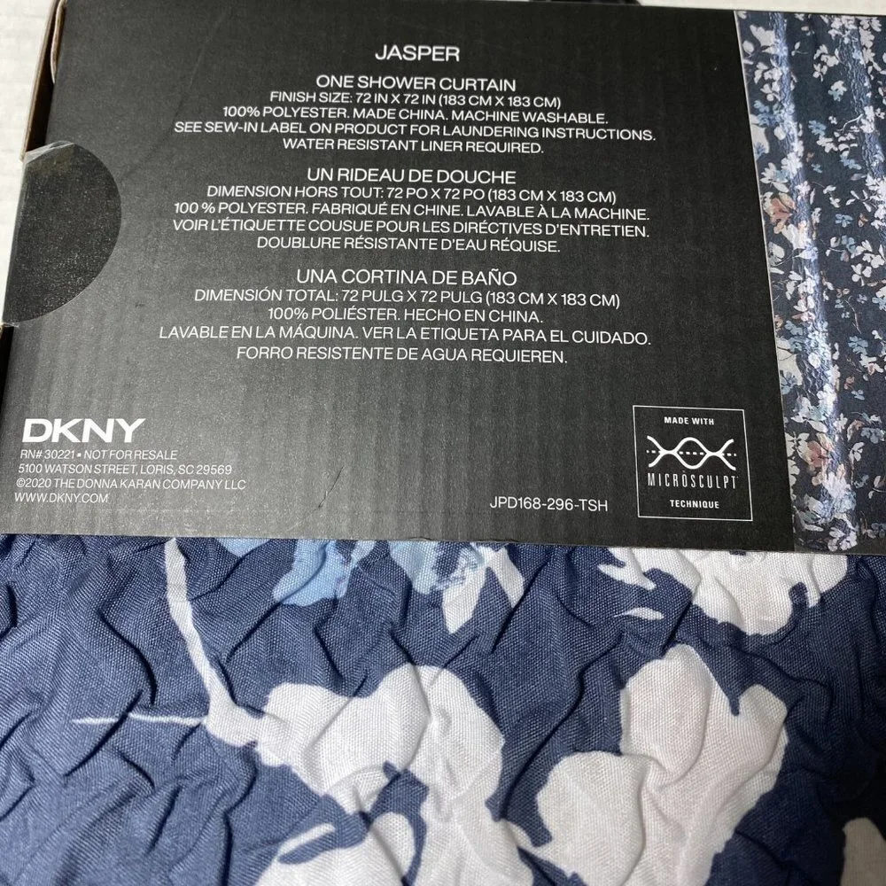 DKNY Jasper Wallflower Microsculpt Gray Floral Fabric Shower Curtain 72